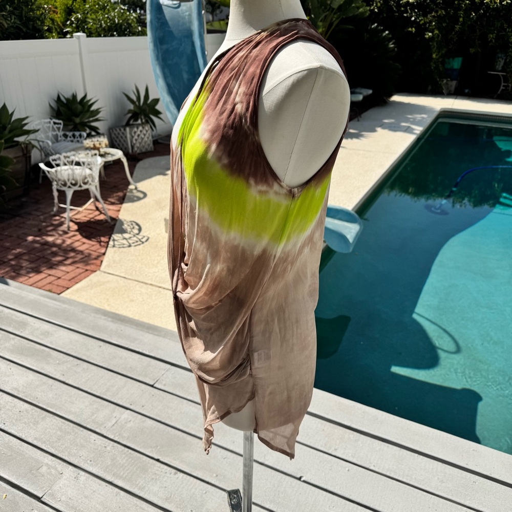 Young Fabulous & Broke Asymmetrical Tie-Dye Dress in Brown and Green - Picture 7 of 9